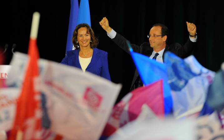 Ségolène Royal et François Hollande à Rennes lors d'un meeting pour la campagne présidentielle, le 4 avril 2012