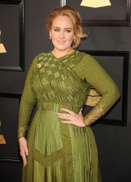 La chanteuse Adele au photocall des Grammy Awards à Los Angeles, le 12 février 2017