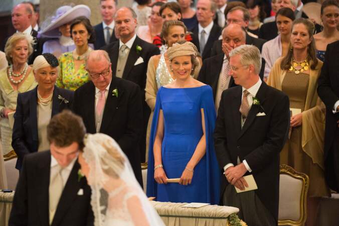 La famille royale de Belgique, au mariage du Prince Amedeo de Belgique à Rome le 5 juillet 2014