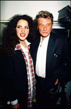 Johnny Hallyday et l'ex-Miss France Linda Hardy, en 1995.