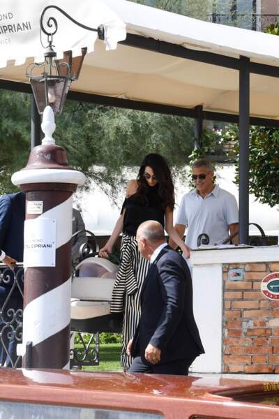 George Clooney et Amal Clooney quittent leur hôtel à Venise le 3 septembre 2017