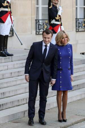 Brigitte Macron aux couleurs de l’Europe pour dire "au revoir" au couple présidentiel chinois 