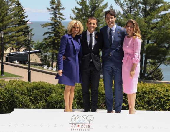 Sophie Trudeau, en robe "Alanis" de la marque Editions de Robes, accompagnait Justin Trudeau au G7 le 8 juin 2018