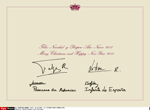 Les petites princesses espagnoles ont égalément signé la carte de voeux