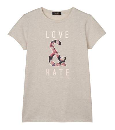 T-shirt Love & Hate écru chiné, Oôra, 17,99€