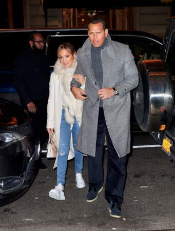 Jennifer Lopez et Alex Rodriguez à New York, dimanche 17 mars