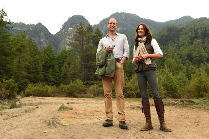 Kate & William - Trek vers le monastère du Nid du Tigre - Bhoutan - ABACA