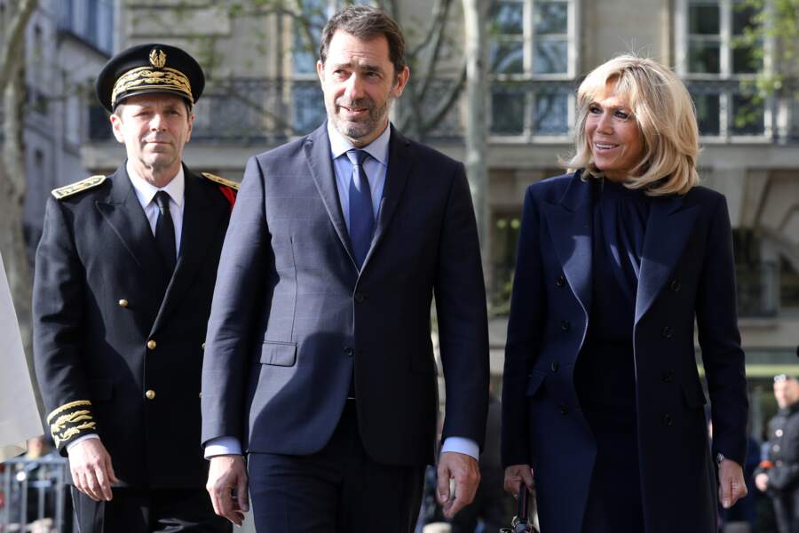 Christophe Castaner et Brigitte Macron arrive à l'église parisienne de Saint-Sulpice