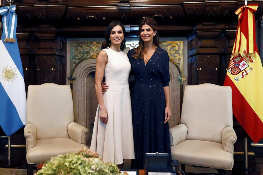 La reine Letizia d'Espagne et Juliana Awada, la femme du président de l'Argentine, à Buenos Aires ce lundi 25 mars