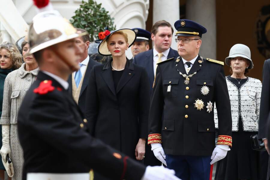 La princesse Charlène et le prince Albert II lors de la fête nationale monégasque