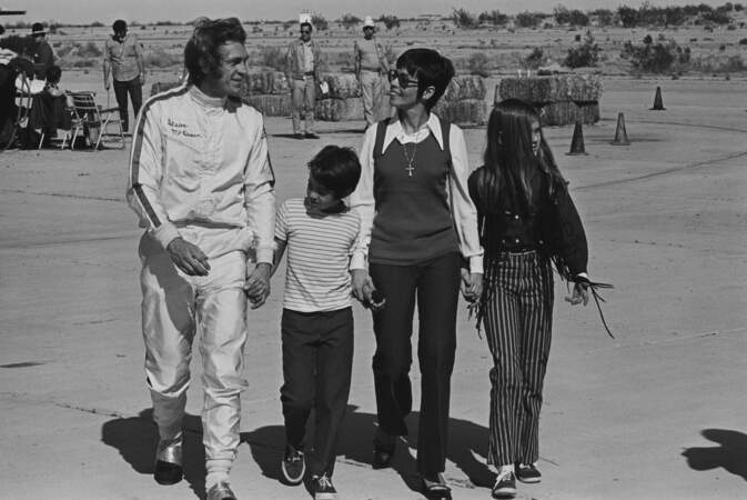 Steve McQueen en famille sur le tournage de Le Mans