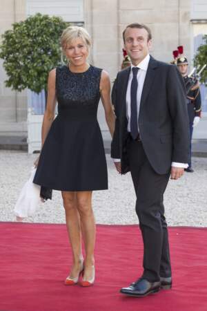 Emmanuel et Brigitte Macron, lors d'un dîner en l'honneur du couple royal espagnol, à l'Elysée le 2 juin 2015