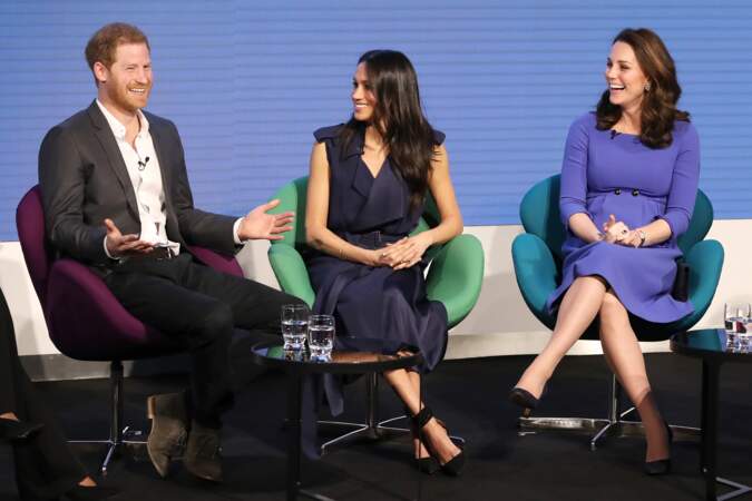 Harry, Meghan et Kate Middleton lors du premier forum annuel de la Fondation Royale à Londres le 28 février 2018