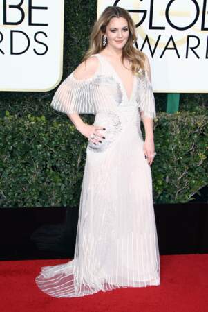 Drew Barrymore en robe longue ultra glamour