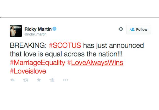 Tweet de Ricky Martin 