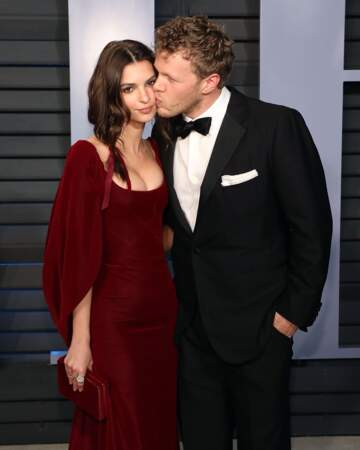 Emily Ratajkowski et son mari Sebastian Bear-McClard à la soirée Vanity Fair des Oscars, en 2018