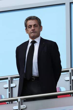 Nicolas Sarkozy, le visage fermé, lors du match des Bleus contre l'Australie à la Coupe du monde 2018