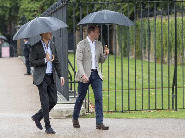 Les princes William et Harry ont également traversé le parc pour saluer les britanniques aux grilles