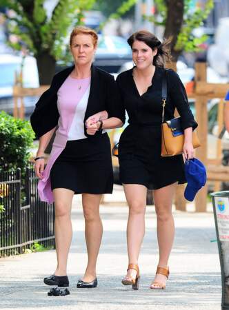 Sarah Ferguson et sa fille la princesse Eugenie se promènent à New York le 29 juillet 2014