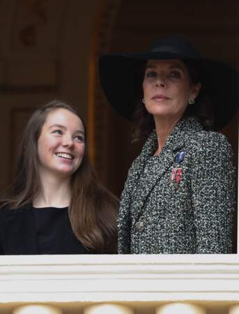 La princesse Alexandra et sa mère Caroline lors de la fête nationale monégasque le 19 novembre 2013