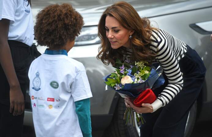 Kate Middleton, souriante, au Cutty Sark à Greenwich ce mardi 7 mai