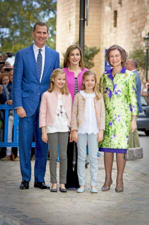 La famille royale espagnole à Majorque pour la messe de Pâques