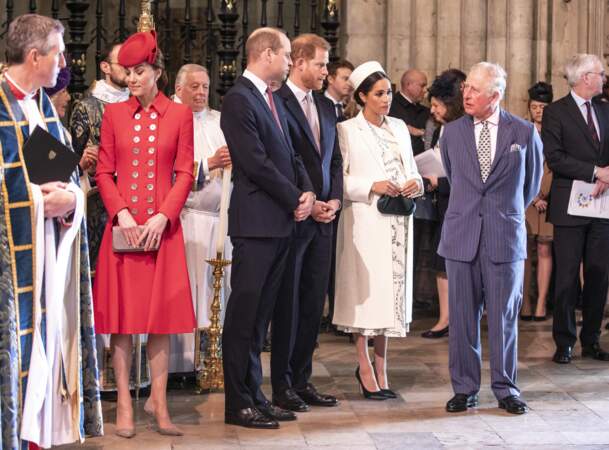 Kate, William, Harry, Meghan et Charles à l'abbaye de Westminster à Londres, le 11 mars 2019