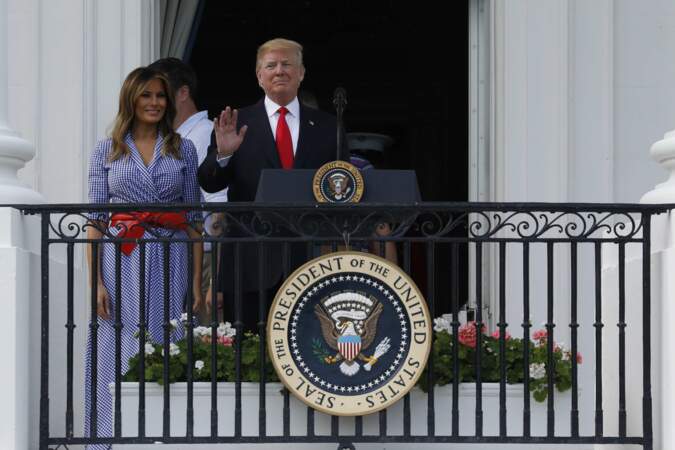 Donald et Melania Trump, sur le balcon de la Maison Blanche le 4 juillet 2018