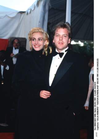 En 1991 à la cérémonie des Oscars avec son compagnon, le comédien Kiefer Sutherland