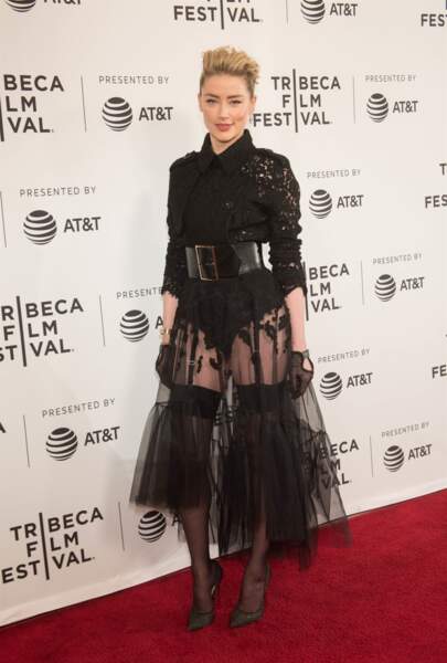 Amber Heard tout en transparence à la première de "Gully" au Festival de Tribeca, à New York, le 27 avril 2019.