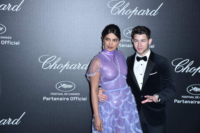 Priyanka Chopra et son mari Nick Jonas lors de la soirée "Chopard Love Night" à Cannes le 17 mai 2019 