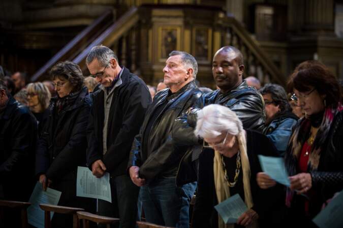 Jean-Claude Camus lors d'une messe hommage a Johnny Hallyday dans l'Église de la Madeleine à Paris, le 9 avril 2018