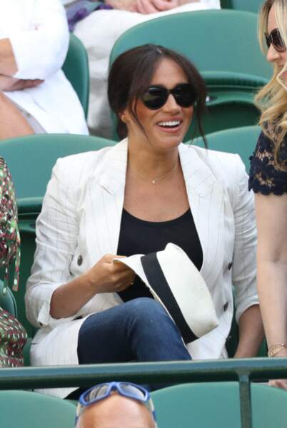 Meghan Markle sous le soleil de Wimbledon, le 4 juillet 2019.