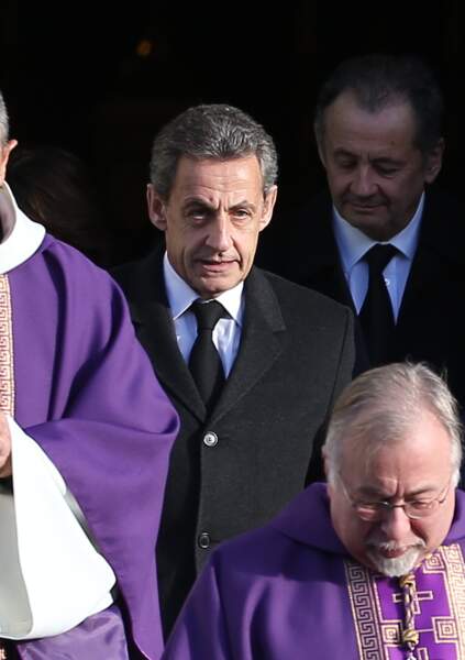 Nicolas Sarkozy et son frère Guillaume Sarkozy aux obsèques de sa mère Andrée Sarkozy née Andrée Mallah