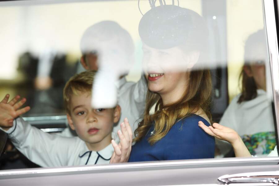 Arrivée du prince George de Cambridge au mariage d'Eugenie d'York à Windsor le 12 octobre 2018