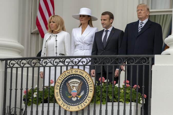 Emmanuel, Brigitte Macron, Donald et Melania Trump à la Maison Blanche ce mardi 24 avril