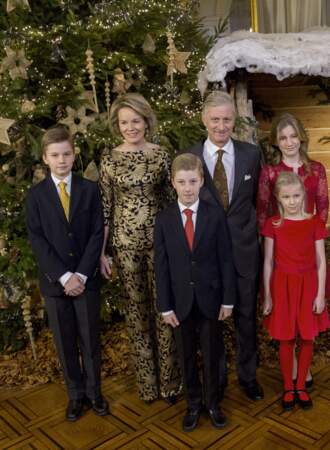 Le roi Philippe de Belgique, la reine Mathilde et leurs enfants au concert de Noël du Palais Royal de Bruxelles