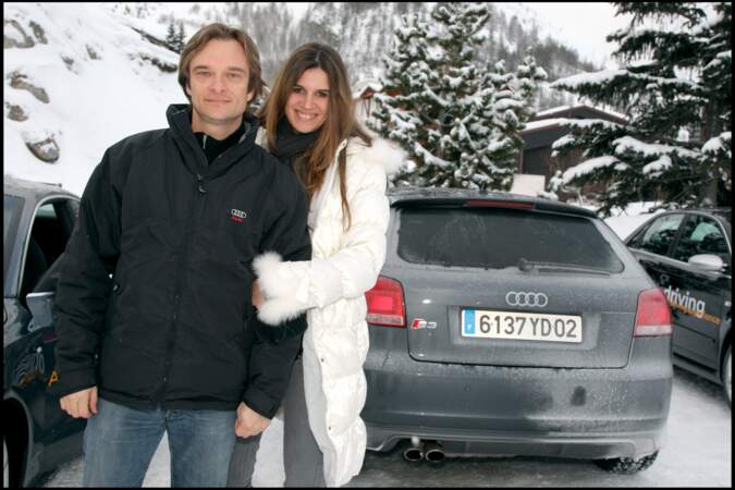 David Hallyday et sa femme Alexandra Pastor sur le circuit de glace de Val d'Isère