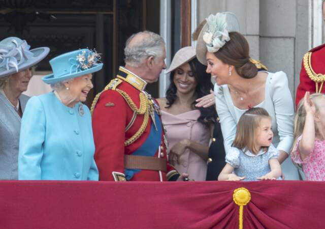 Charles, Meghan et la famille royale d'Angleterre assistent à la parade "Trooping the Colour", le 9 juin 2018