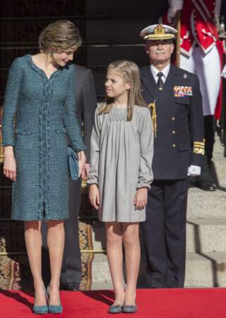 La reine Letitzia d'Espagne avec sa fille, la princesse Sofia