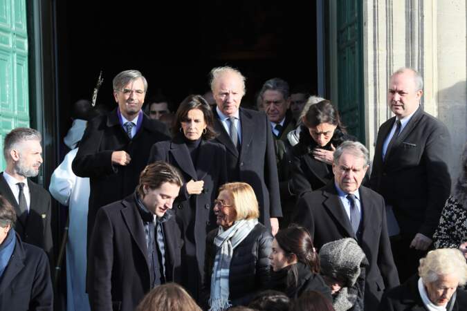 Jean Sarkozy, Isabelle Balkany, Brice Hortefeux lors des obsèques d'Andrée Sarkozy, mère de Nicolas Sarkozy