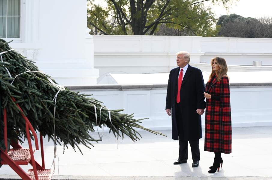 Melania Trump et Donald Trump célèbrent l'arbre de Noël de la Maison Blanche