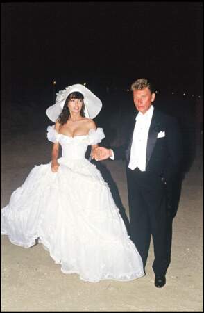 Adeline et Johnny Hallyday le jour de leur mariage à Ramatuelle le 9 juillet 1990