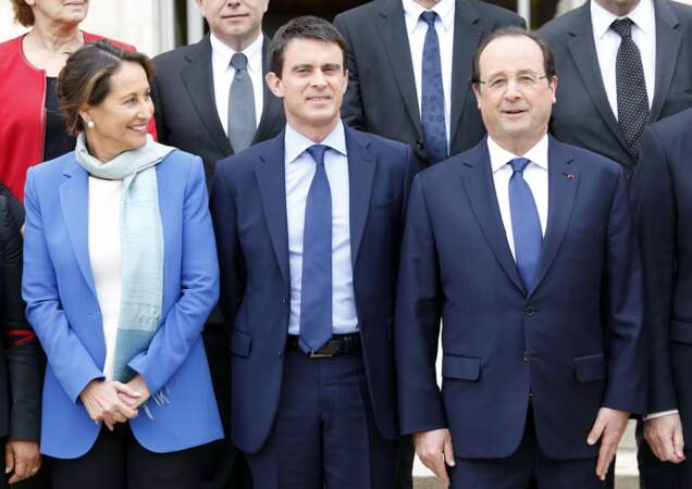 Ségolène Royal, Manuel Valls et François Hollande lors du congrès des ministres le 4 avril 2014
