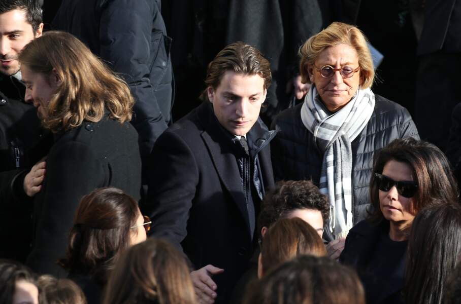 Pierre Sarkozy, Jean Sarkozy et Isabelle Balkany aux obsèques d'Andrée Sarkozy, mère de Nicolas Sarkozy