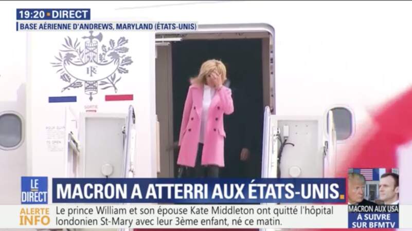 Brigitte et Emmanuel Macron arrivent aux Etats Unis le 23 avril 2018
