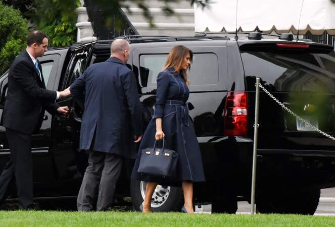 Melania Trump de retour à la Maison-Blanche après les commémorations du 11-Septembre à Shanksville en Pennsylvanie.