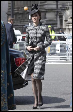 Kate Middleton, Duchesse de Cambridge, à Westminster à Londres, 5 avril 2017.