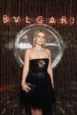 Lady Kitty Spencer, la nièce de Lady Di, était en robe Dolce & Gabbana à la soirée BVLGARI de Milan.