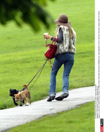 Échec pour Sienna Miller, qui finit au sol lors d'une promenade avec ses chiens